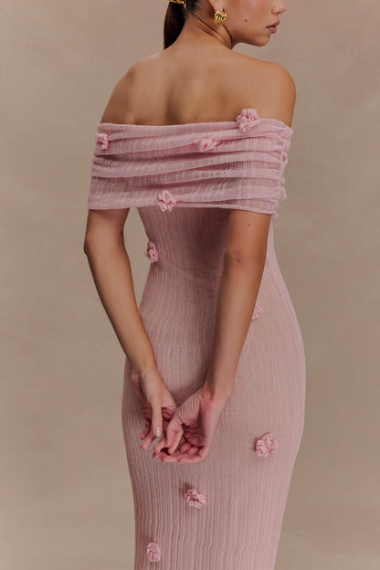 Brynn Orchid Knit Maxi Dress - Pastel Pink