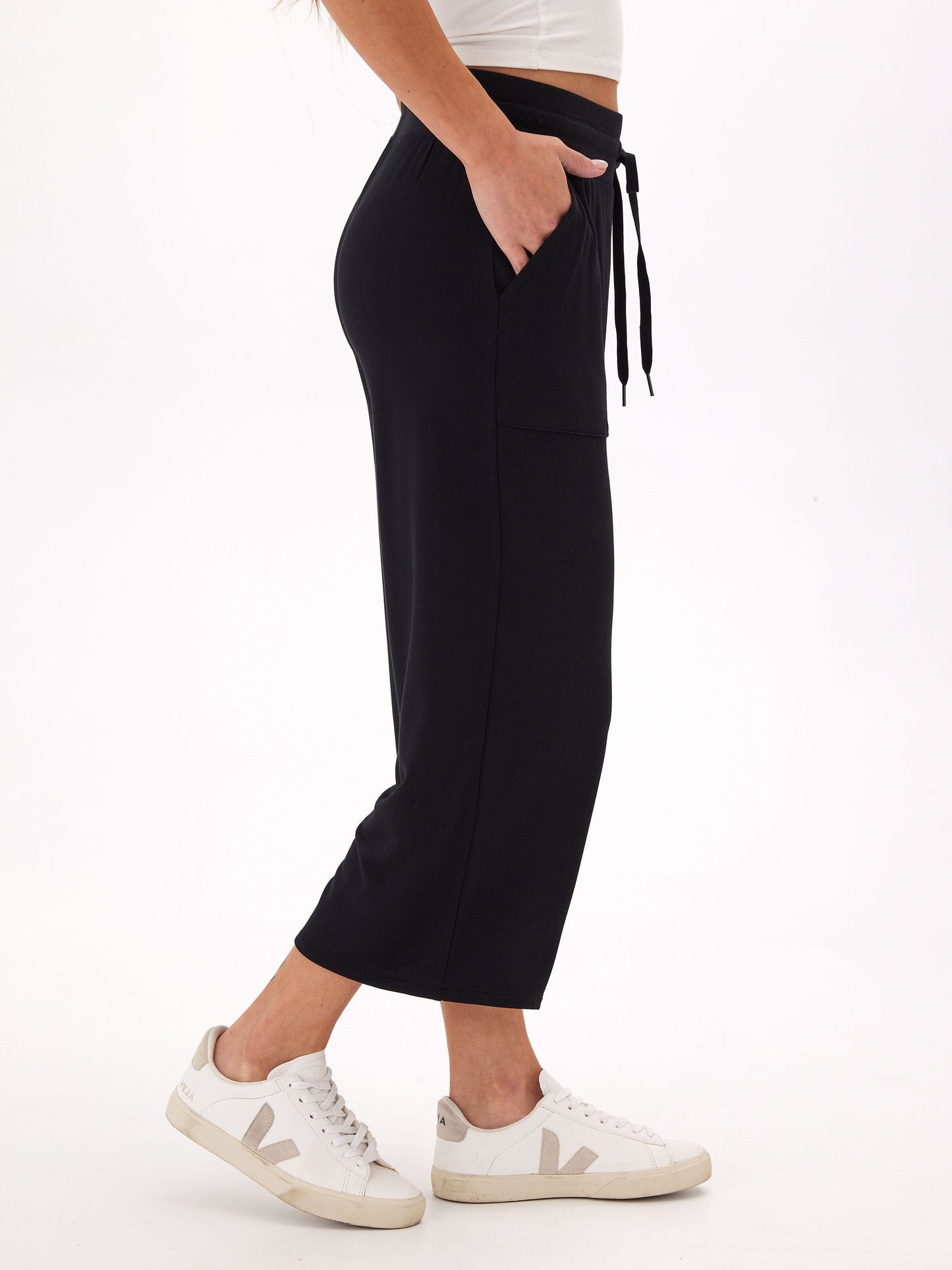 Carrie Feather Fleece Wide Leg Crop Pant 22"
